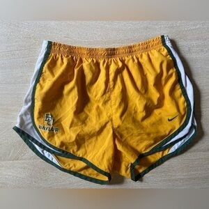 Nike Baylor University Drifit Yellow Green White Athletic Workout Running Shorts